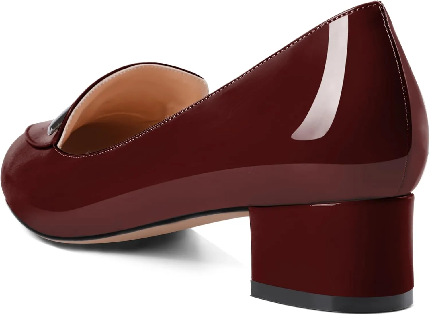 YODEKS Women's Block Heels Low Heel Loafer Pumps Round Toe Chunky Heel 1.5 Inch Slip On Closed Toe Comfort Shoes