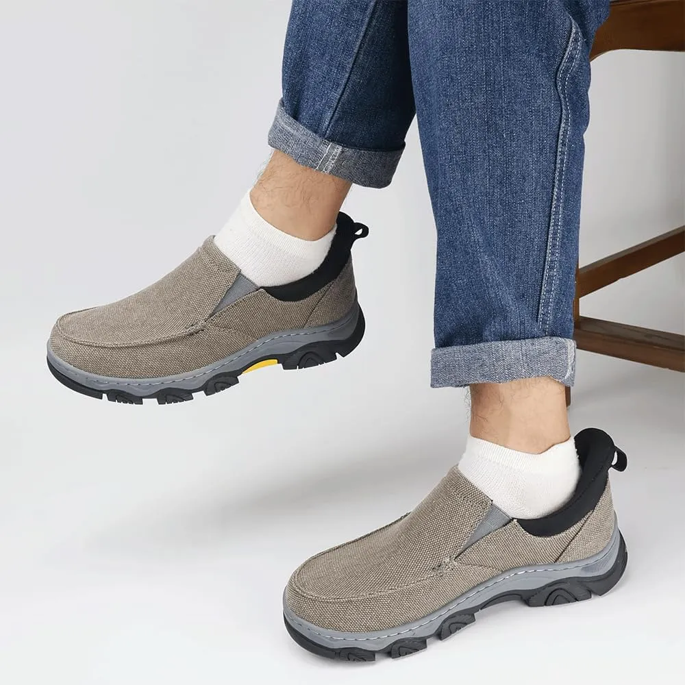 YONGJIA Mens Hands Free Slip in Loafers Walking Slip on Canvas Casual Comfortable Breathable Shoes