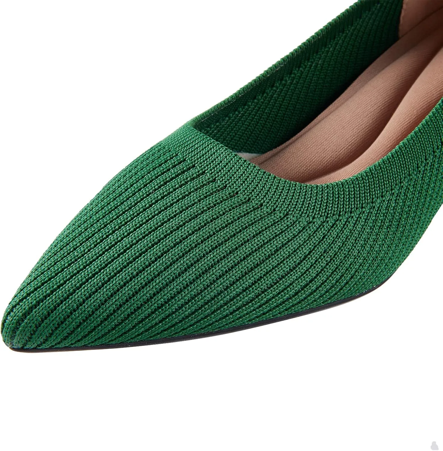 youngshow Women's Pumps Kitten Heels Pointed Toe Knit Slip On Comfortable Casual Formal Dress Shoes
