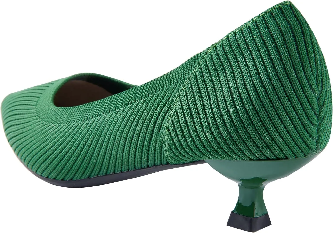 youngshow Women's Pumps Kitten Heels Pointed Toe Knit Slip On Comfortable Casual Formal Dress Shoes