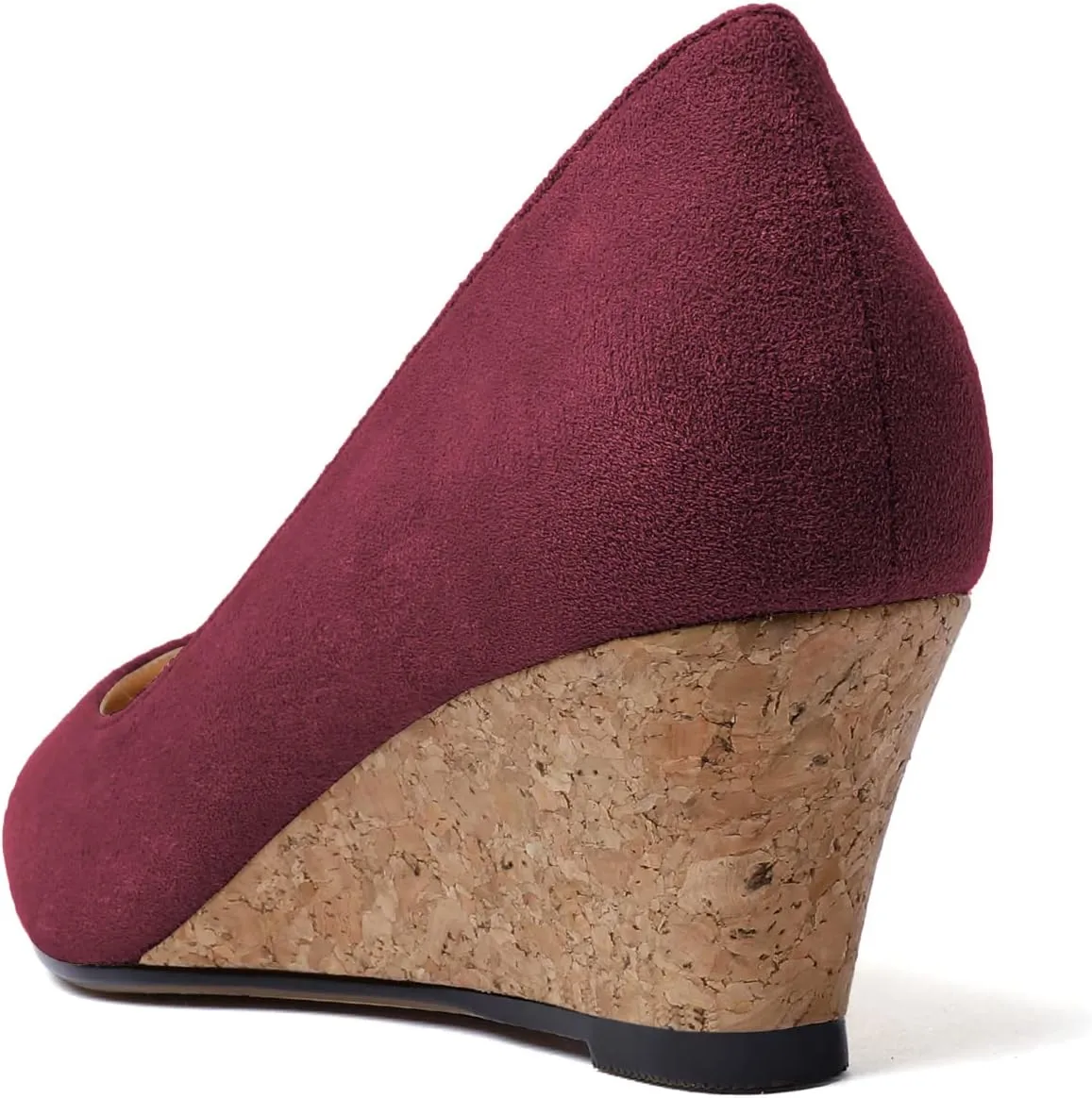 Zamikoo Women's Pointed Toe Pumps Shoes 2 Inch Wedge Low Heel Basic Slip On Leather Suede US Size 5- Size 13