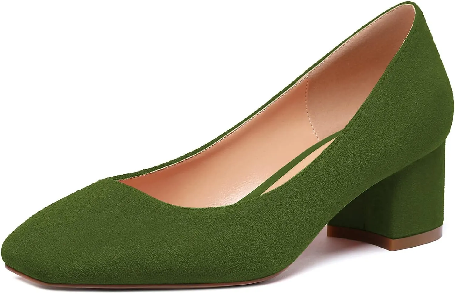 Zamikoo Women's Square Toe Block Heel Pumps Slip On 2 Inches Low Chunky Heels Classic Dress Shoes for Wedding Party Office
