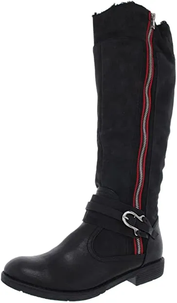 ZIGI SOHO Womens Stephany Faux Zipper Knee-High Boots Black 6 Medium (B,M)